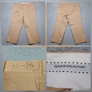 Raghavendra Rathore Dress Trousers Men's 40 Tan Cotton Pleated‎ Pants